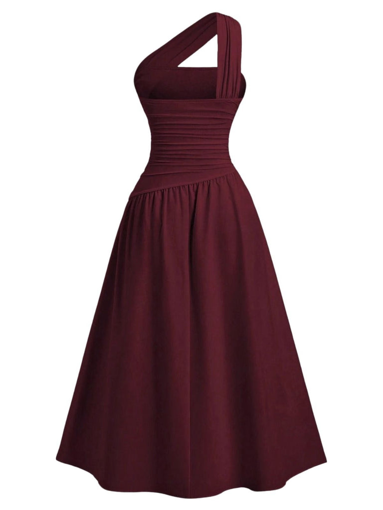 Robe cache-cœur asymétrique épaule et froncée la taille années 1930