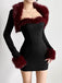 Ensemble deux pièces noir, robe fourreau à décolleté cœur et veste courte années 1980 - 4