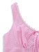 Rose Nœud Dentelle Vichy à Lacets Robe Années 1960 4