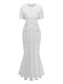 Ajouré à Carreaux Robe Sirène Années 1930 8
