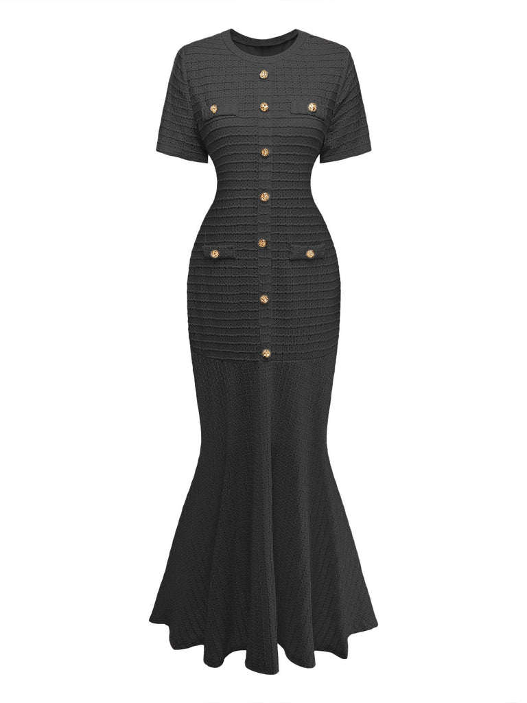 Ajouré à Carreaux Robe Sirène Années 1930 10