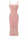 Rose Jacquard Satin Halter Moulante Robe Années 1960 2