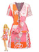 2PCS Top et Jupe Multicolore à Imprimé Sirène à Nœud Années '40 3