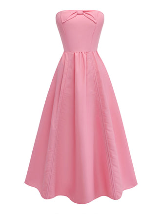 Rose Bustier Nœud Robe Midi Années 1940 2