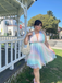 Robe dos nu sequins arc-en-ciel Y2K