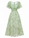 Robe bleu mousseline à manches papillon années 1930