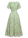Robe bleu mousseline à manches papillon années 1930
