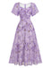 Robe bleu mousseline à manches papillon années 1930