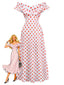 Robe Longue Blanche à Pois Épaules Nues Volantée Années 30