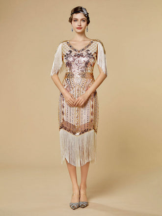 Robe Charleston à franges et sequins années 1920