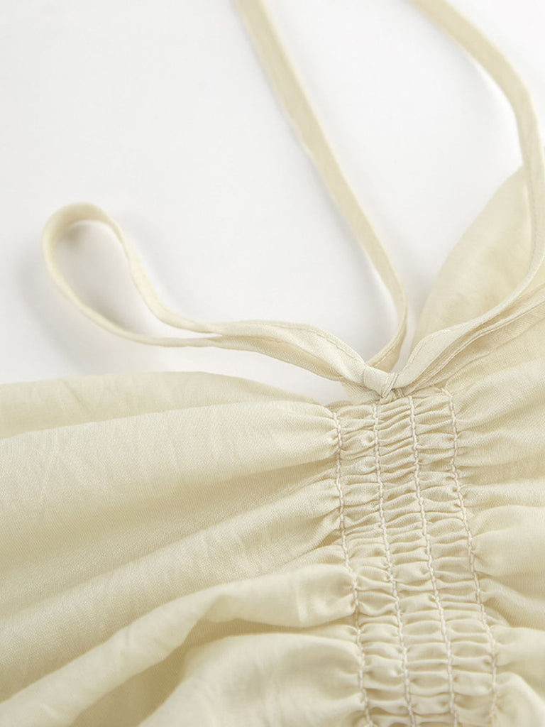 2PCS Beige Volant à Lacets Cardigan & Short Set Années 1940 8