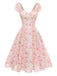 [Prévente] Rose Floral Décolleté Cœur Nœud Robe Années 1950 2