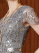 Robe grise à sequins en tulle manches courtes col rond années 1920