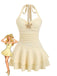 Mini Robe Jaune Halter à Étages avec Étoile de Mer en Métal Années '60