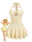 Mini Robe Jaune Étoile de Mer Métallique Années 60