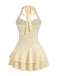 Mini Robe Jaune Halter à Étages avec Étoile de Mer en Métal Années '60 3