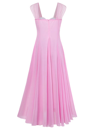 Décolleté Cœur Manches Courtes Filet Baleines Robe Années 1930 2