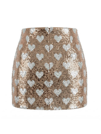 Cœur à Paillettes High Rise Moulante Jupe Années 1970 2