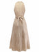 Abricot Linen Col V Sans Manches Ceinturé Robe Longue Années 1940 4