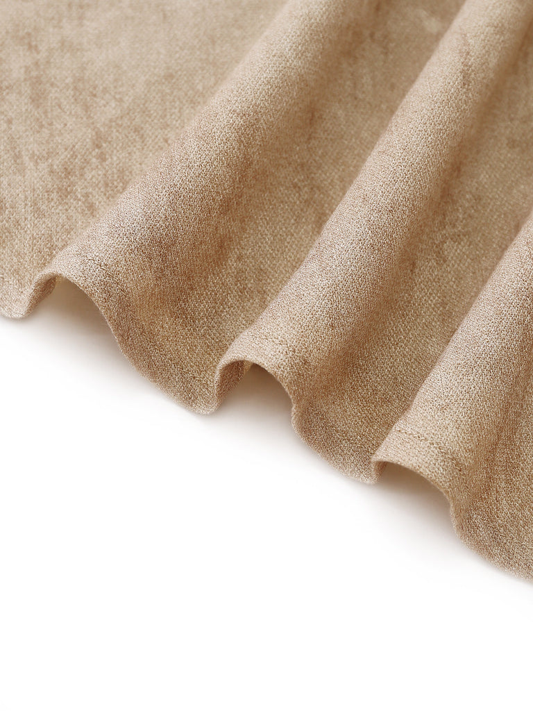 Abricot Linen Col V Sans Manches Ceinturé Robe Longue Années 1940 7