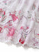 Rose Floral Découpé Imprimé Col V Dentelle Robe Années 1960 5