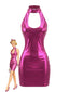 Robe disco cuir verni brillant années 1980