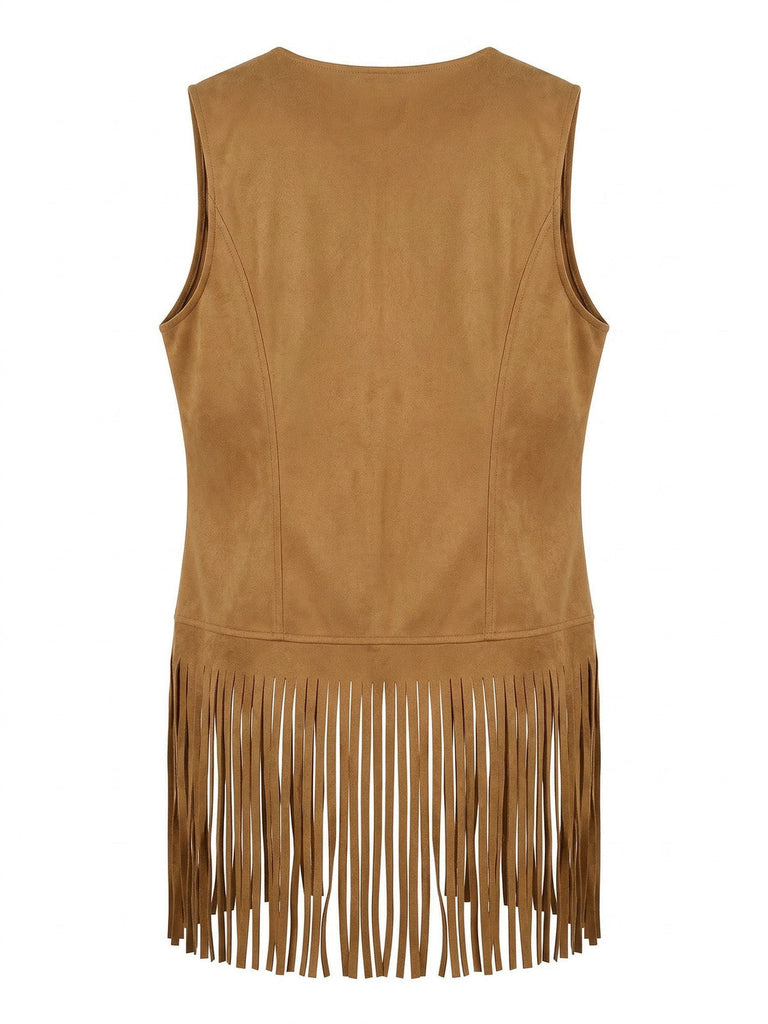 Faux Daim Pompon Disco Gilet Set Années 1970 4