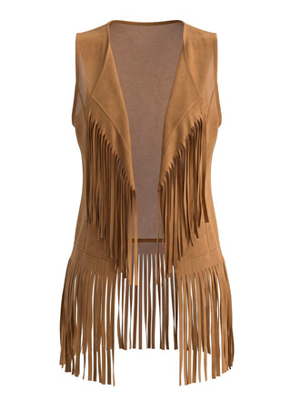 Ensemble gilet en faux daim à pompons disco années 1970