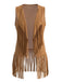 Ensemble gilet en faux daim à pompons disco années 1970