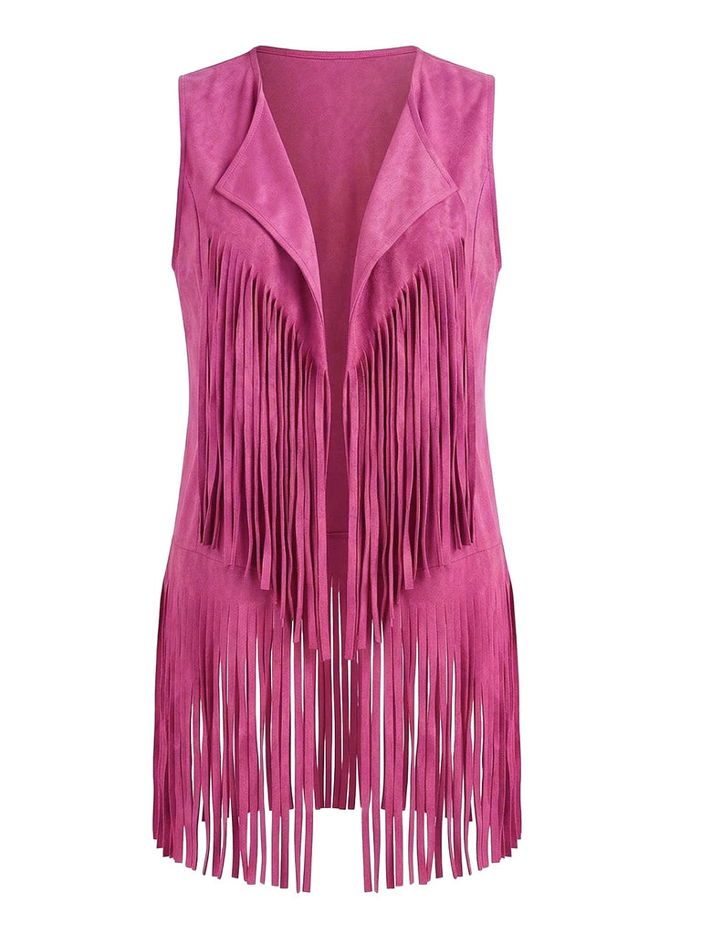 Faux Daim Pompon Disco Gilet Set Années 1970 11