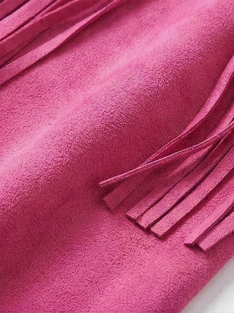 Faux Daim Pompon Disco Gilet Set Années 1970 15