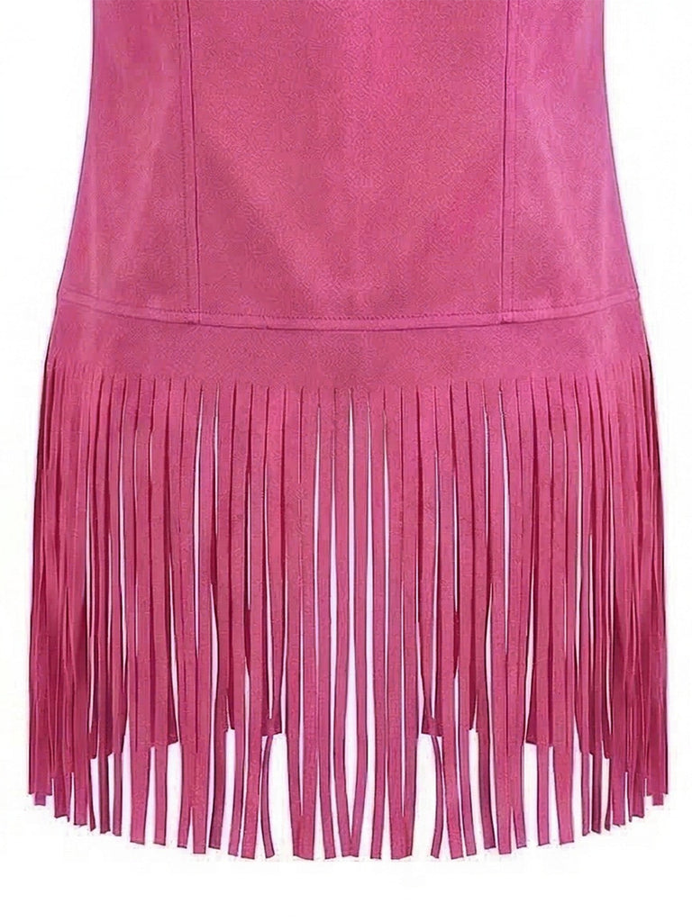 Faux Daim Pompon Disco Gilet Set Années 1970 16