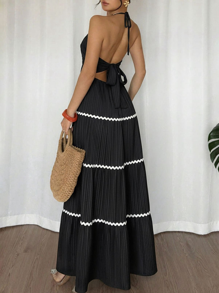 Robe Longue Noir Halter Dos Nu Années 1930