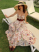 Robe Violet Slip Bohème Col V Fleurs Aquarelle Années 30
