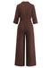 Combinaison Dark Café Revers Col Ceinturé Jambes Larges Années 1950 3