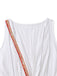 Blanc Col V Sans Manches Bohème Mini Robe Années 1970 4