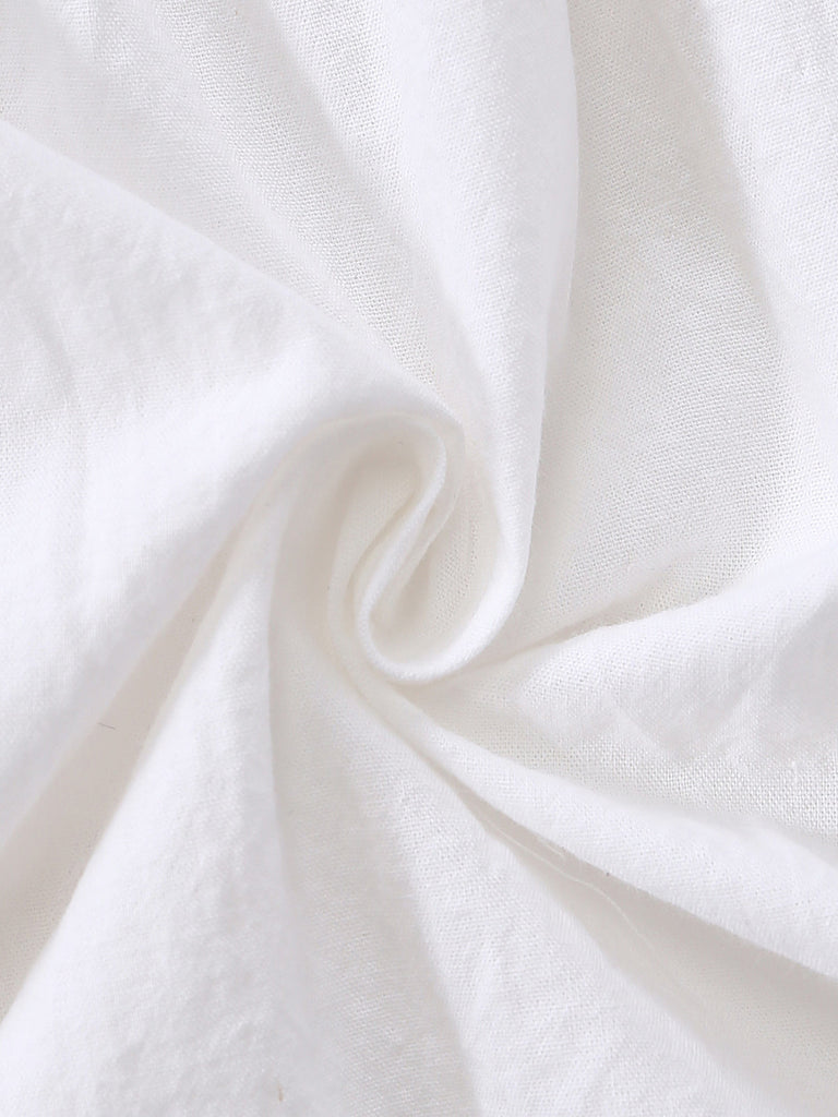 Blanc Col V Sans Manches Bohème Mini Robe Années 1970 7