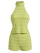 Ensemble 2 Pièces 2PCS Vert en Dentelle Trim Halter & Shorts Années 1940 2