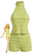 Ensemble 2 Pièces 2PCS Vert en Dentelle Trim Halter & Shorts Années 1940