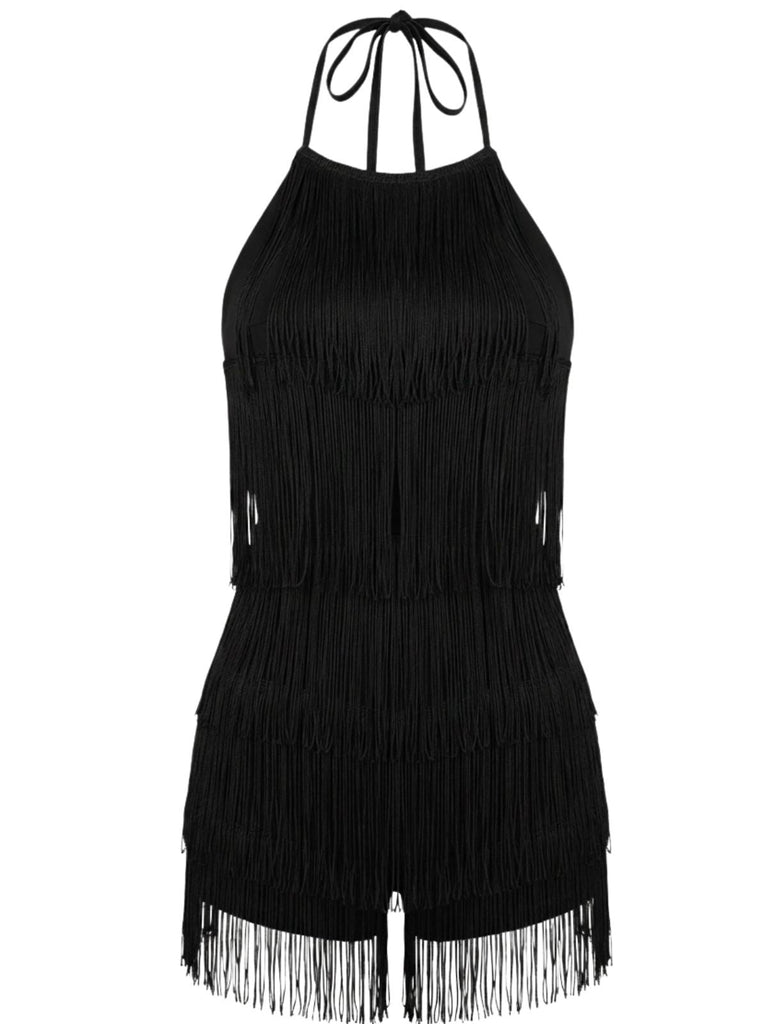 Combishort Halter à Franges Dos Nu Années 1960 5