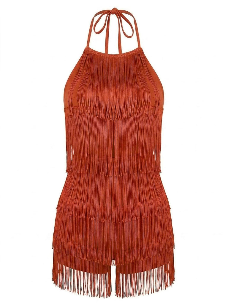 Combishort Halter à Franges Dos Nu Années 1960 2