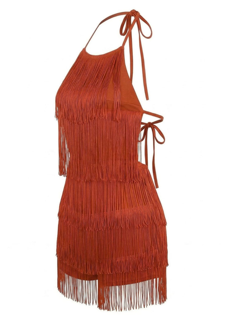 Combishort Halter à Franges Dos Nu Années 1960 3