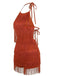 Combishort Halter à Franges Dos Nu Années 1960 3