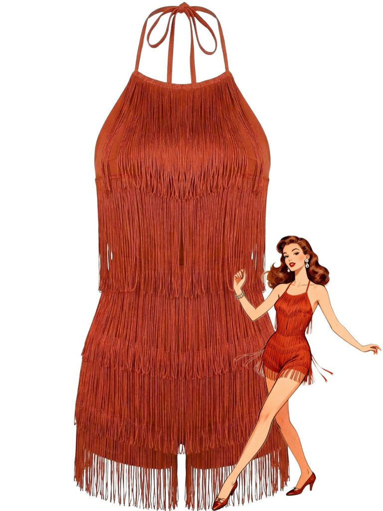 Combishort Halter à Franges Dos Nu Années 1960