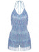 Combishort Bleu Halter à Paillettes et Franges Années '60 2
