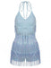 Combishort Bleu Halter à Paillettes et Franges Années '60 4