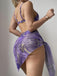 Violet Marbré Triangle Ensemble Bikini & Cache-Maillot Années 1980 4