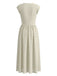 Robe Évasée Beige en Mousseline à Rayures Col Cascadé Années '50 3