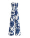Combinaison Bleue Bustier à Imprimé Céleste et Fronces Années '70 2