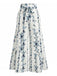 Pantalon Ourlet à Volants Boho Floral Gris Années 70